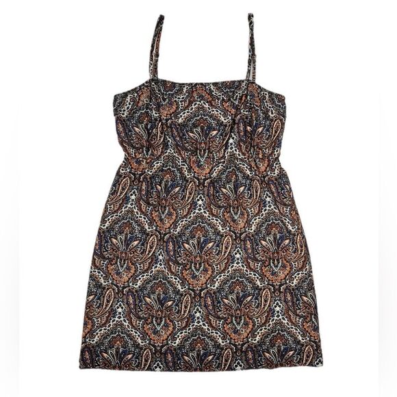 J. Crew Blue and Orange Candace Paisley Print 100% Silk Mini Dress - Picture 4 of 9